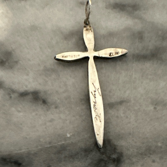 Zuni handmade & signed by artist 925 sterling silver Cross Pendant - Picture 13 of 16